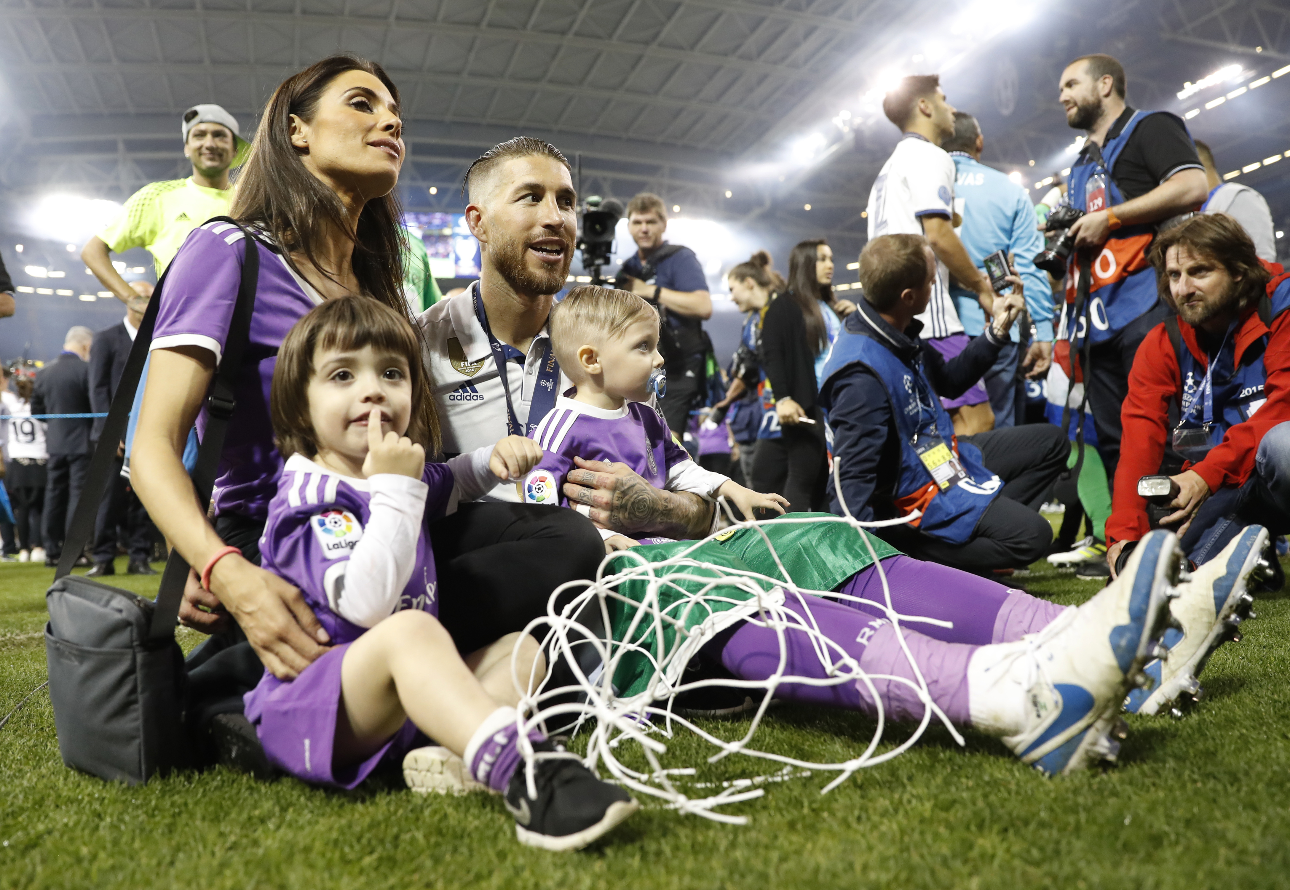 Real Madrid's Sergio Ramos celebrates with family after winning the UEFA Champions League Final - 17-CCT51731