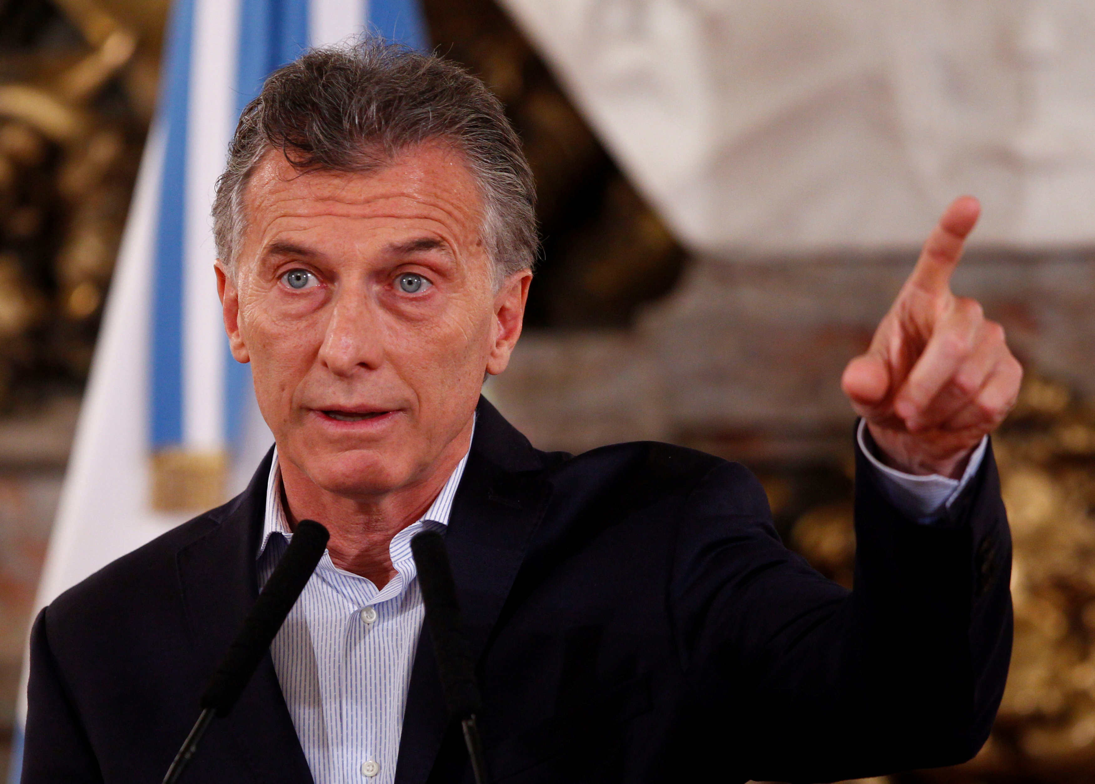 Argentina's President Mauricio Macri gestures during a news conference in Buenos Aires