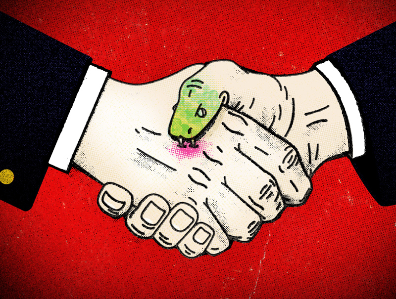 01 Jul 2014 --- Snake bite Handshake --- Image by © Jay Vollmar/Corbis-For latest restrictions check www.corbisimages.com 01 Jul 2014 --- Snake bite Handshake --- Image by © Jay Vollmar/Corbis-For latest restrictions check www.corbisimages.com